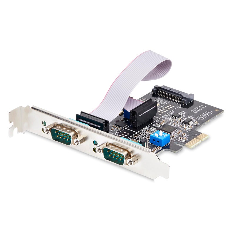 Startech.com StarTechcom 2Port Serial PCIe Card DualPort PCI Express to RS232RS422RS485 DB9 Serial Card StandardLowProfile Brackets 16C1050 UART ESD Protection WindowsLinux TAA - Image 2