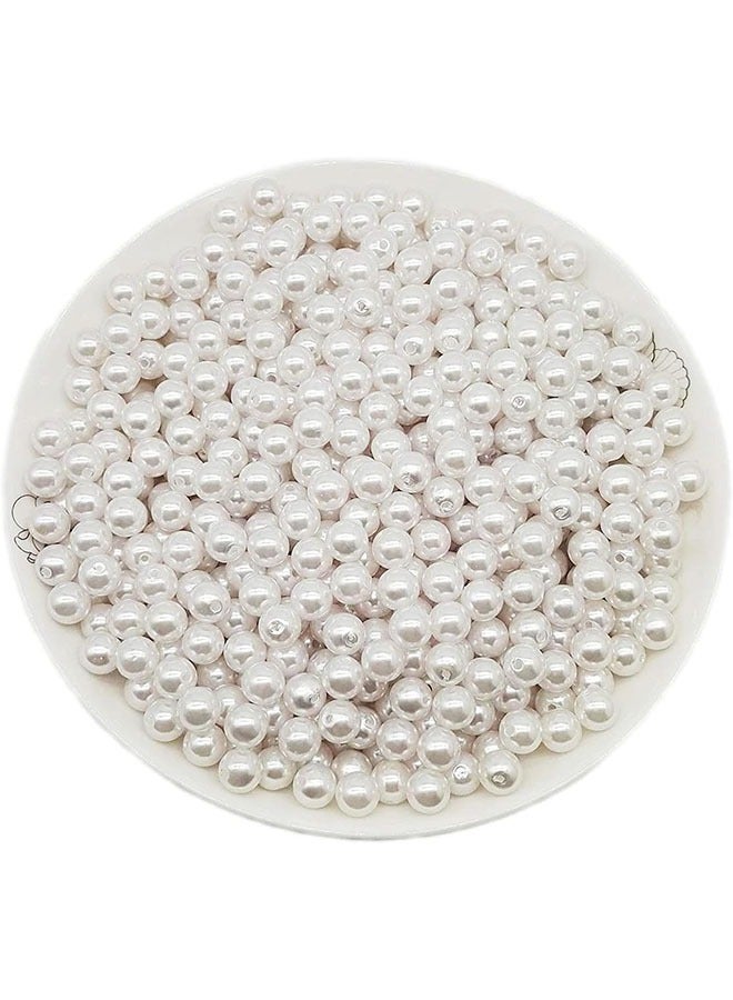 Round Pearls Beads, 500 Pcs Satin Gloss Scattered Beads for Bracelets Earrings Necklaces and DIY Crafts White - Image 1