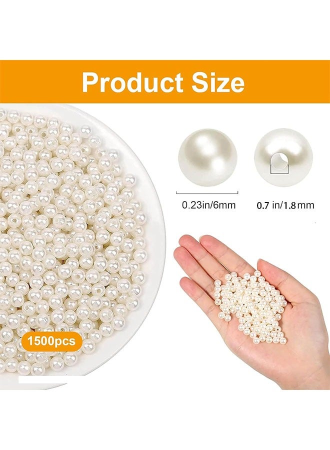 Round Pearls Beads, 500 Pcs Satin Gloss Scattered Beads for Bracelets Earrings Necklaces and DIY Crafts White - Image 2