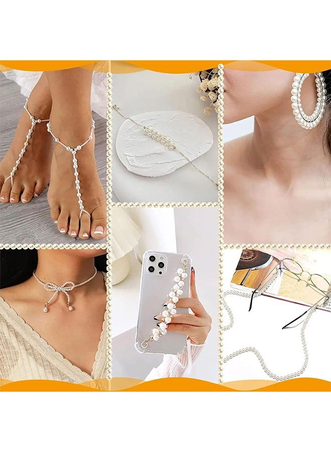 Round Pearls Beads, 500 Pcs Satin Gloss Scattered Beads for Bracelets Earrings Necklaces and DIY Crafts White - Image 3