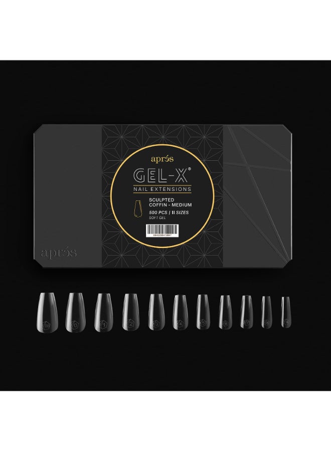 APRÉS Aprs GelX Sculpted Coffin Medium Tip Box 500pc GelX Tips 11 Sizes 009 Premium Quality - Image 4