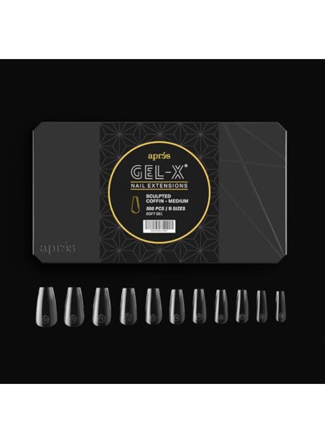 APRÉS Aprs GelX Sculpted Coffin Medium Tip Box 500pc GelX Tips 11 Sizes 009 Premium Quality - Image 3