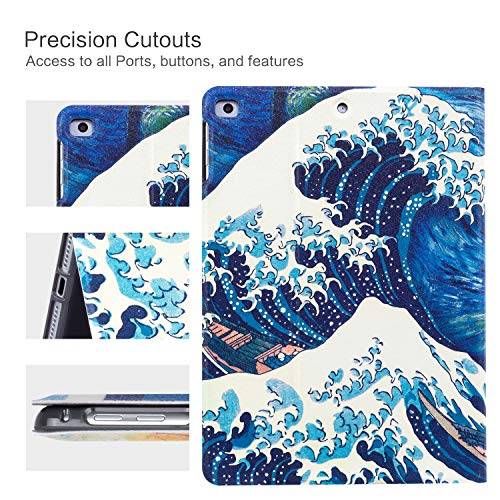 Vimorco Case for iPad 5th/6th Generation 9.7 Inch 2017/2018, for iPad Air 1/2 Case, Slim Shockproof PU Leather Adjustable Stand Cover for iPad 5/6 Gen, Sky Wave - Image 3
