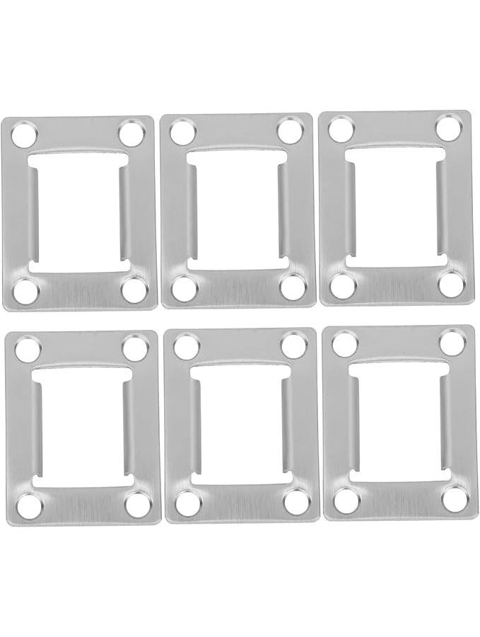 6 Pcs Stainless Steel Door Strike Plate Silver Easy Install Lock Accessories 5.40 X 3.60 X 0.70 Cm - Image 1
