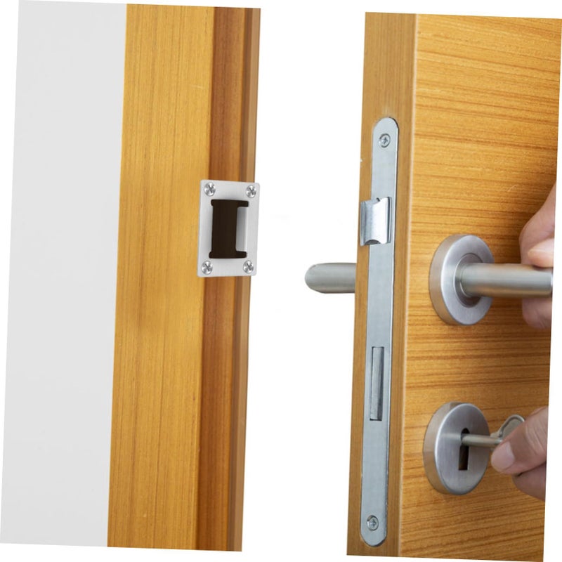 6 Pcs Stainless Steel Door Strike Plate Silver Easy Install Lock Accessories 5.40 X 3.60 X 0.70 Cm - Image 5