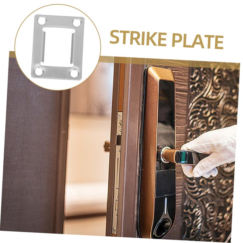 6 Pcs Stainless Steel Door Strike Plate Silver Easy Install Lock Accessories 5.40 X 3.60 X 0.70 Cm - Image 4
