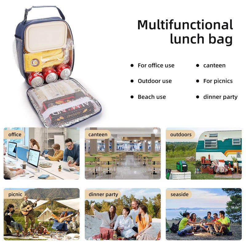 Lovoeo Lunch box Lunch bag for men women Insulated Lunchbox Lunch bags for Work Picnic Travel (Navy blue) - Image 5