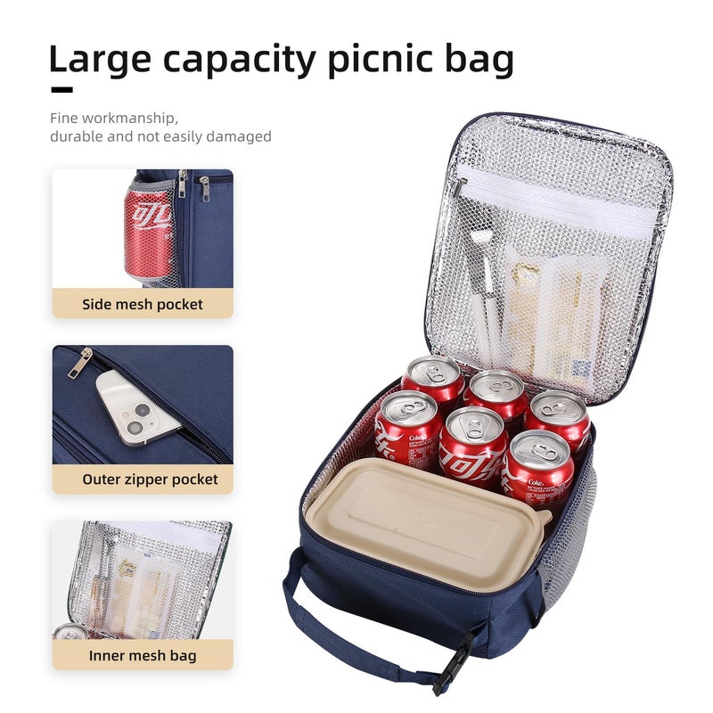 Lovoeo Lunch box Lunch bag for men women Insulated Lunchbox Lunch bags for Work Picnic Travel (Navy blue) - Image 4