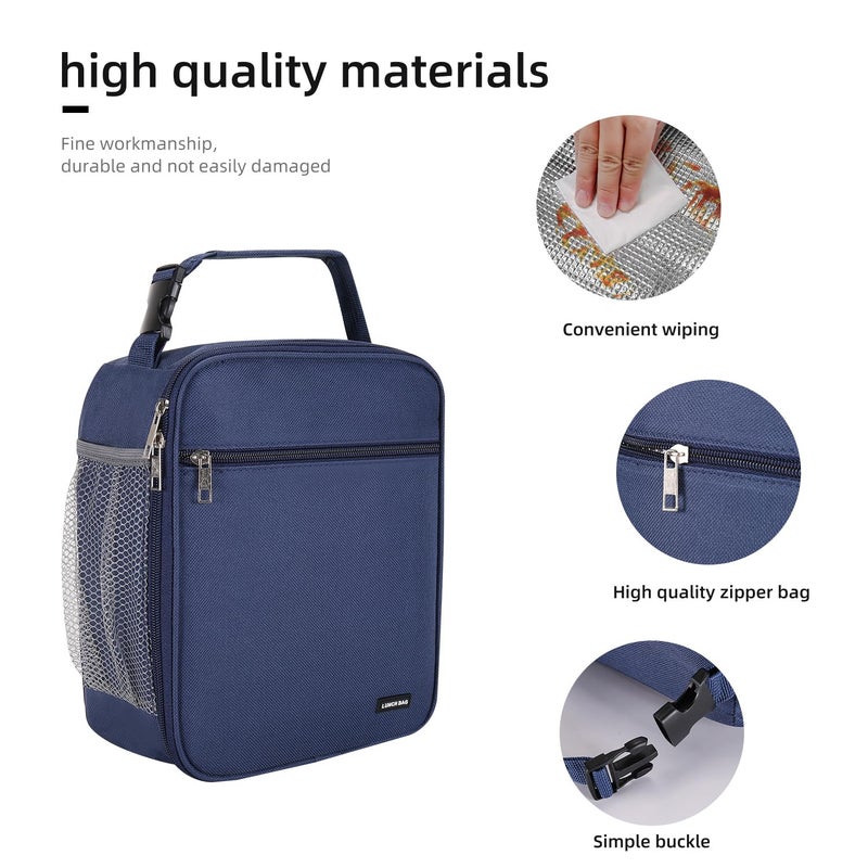 Lovoeo Lunch box Lunch bag for men women Insulated Lunchbox Lunch bags for Work Picnic Travel (Navy blue) - Image 3