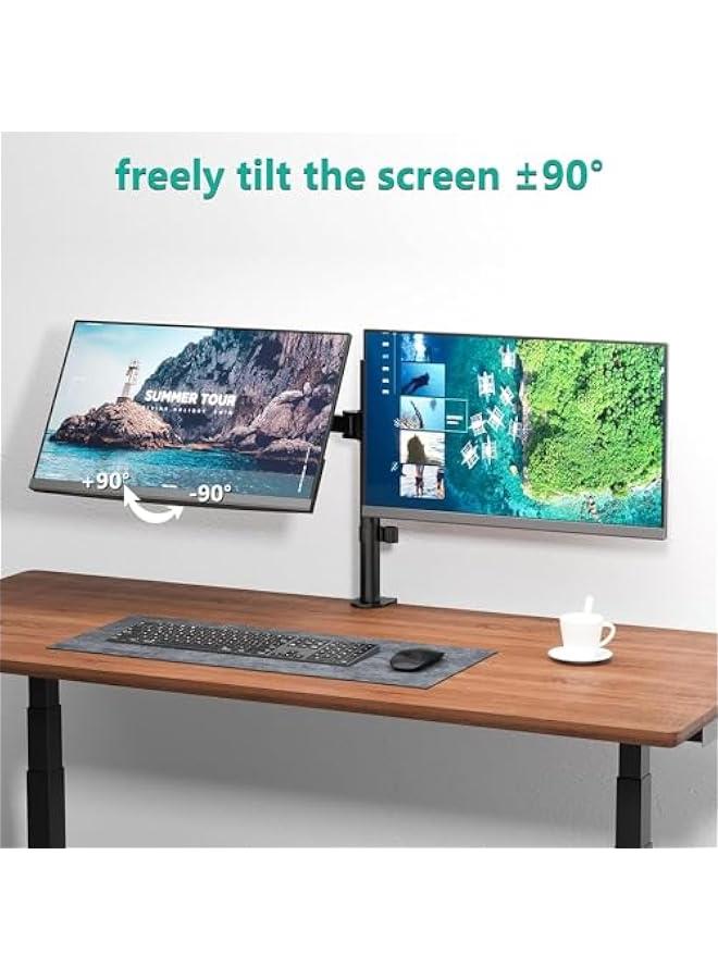 HOOKOR Dual Monitor Desk Mount, Heavy Duty Fully Adjustable Steel Stand, Holds 2 Computer Screens up to 30 inches and Max 22lbs Each, Gaming Monitor Stand with Clamp and Grommet Mounting Base - Image 3