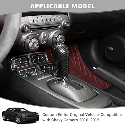 Jimen Compatible with Chevrolet Camaro 2010-2015, Center Console Gear Shift Knob Cover Trim (Carbon Fiber) - Image 2