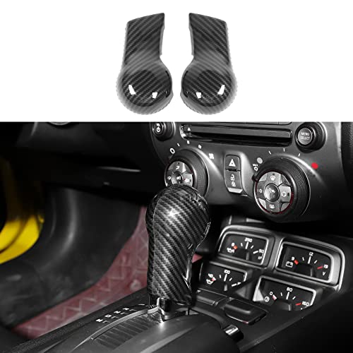 Jimen Compatible with Chevrolet Camaro 2010-2015, Center Console Gear Shift Knob Cover Trim (Carbon Fiber) - Image 1