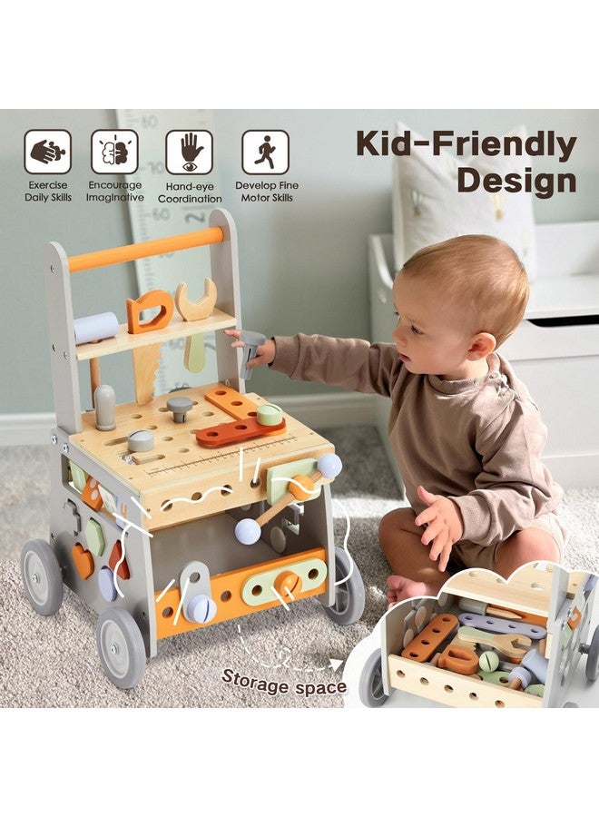 labebe Wooden Baby Walker, Baby Push Walker, Tool Toy for Toddlers, Adjustable Speed Baby Walker with Wheel, Learning Activity Walker for Girls Boys - Image 3