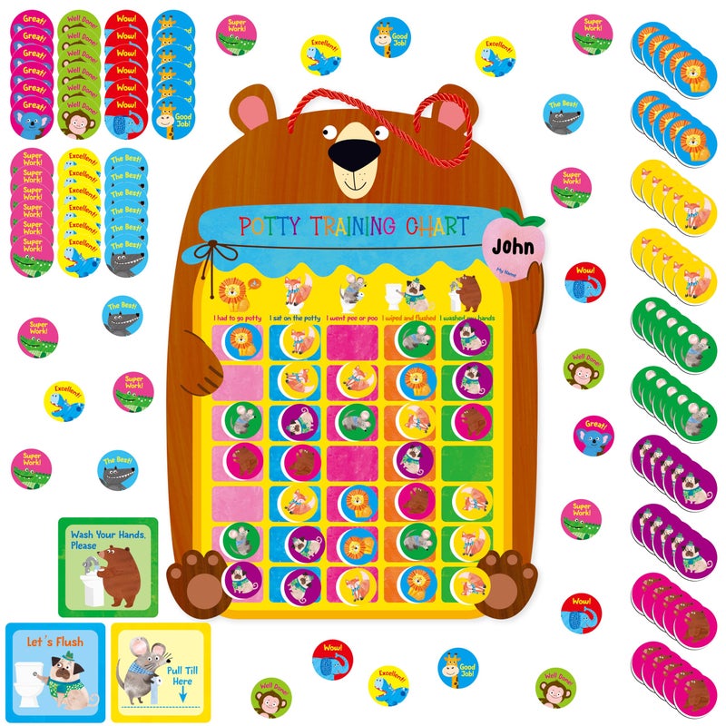 SpriteGru Magnetic Potty Training Chart, Animals Reward Potty Training Chart with 50 Reusable Animal Magnets Plus 45 Stickers and a Storage Bag, Perfect for Boys & Girls, Multiple Toddlers (14.2â€ X 10â€) - Image 1