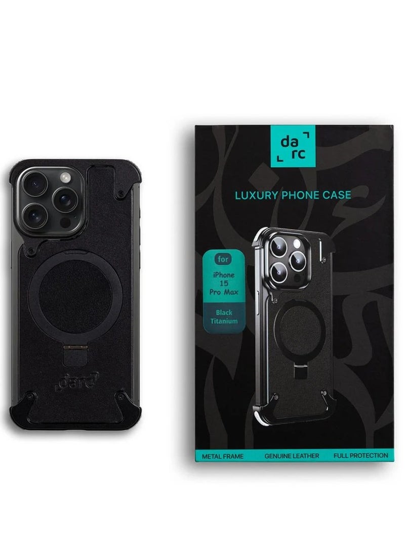 darc Leather Case for iPhone 15 Pro Black Titanium  - Image 1