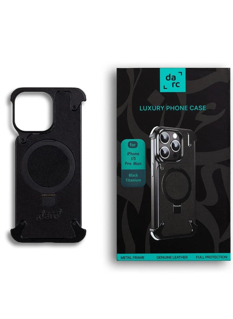 darc Leather Case for iPhone 15 Pro Black Titanium  - Image 3