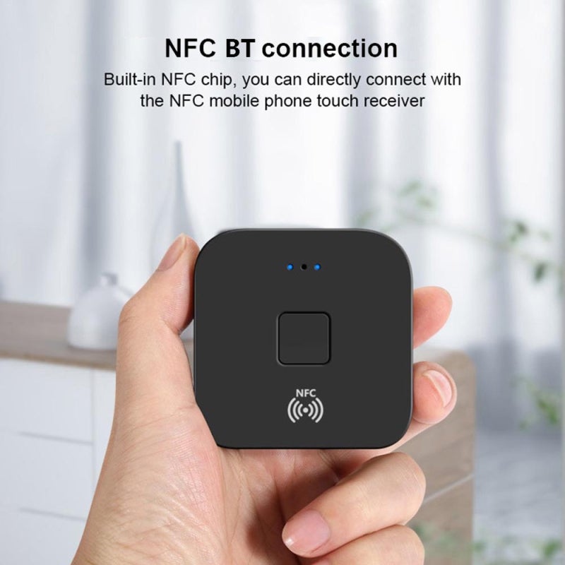 Bluetooth 5.0 Receiver: Black, BT 5.0 & NFC Connection, Built-in Microphone - Hands-free Call, Dual Audio Port Wireless Audio Receiver for Car, Home Speakers, Wired Headphones - Image 2