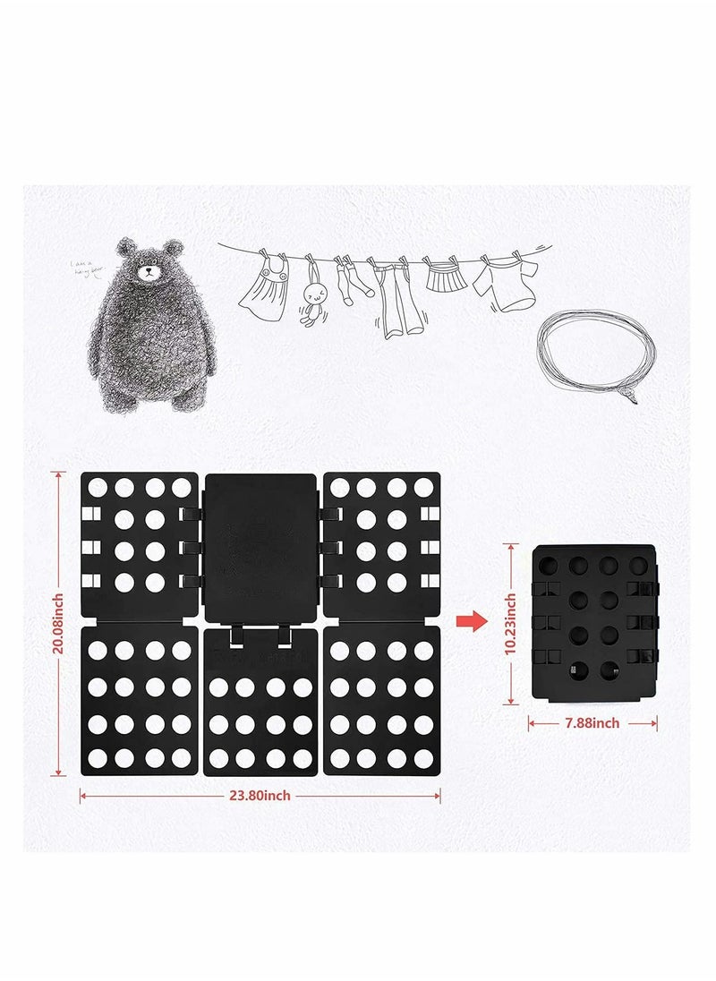 KASTWAVE Adjustable T-Shirt Folding Board, Shirt Folding Board T Shirt Folder Durable Plastic Laundry Folders Folding Boards Durable Flipfold for Kid and Adult to Fold Clothes (Mini, Black)  - Image 2