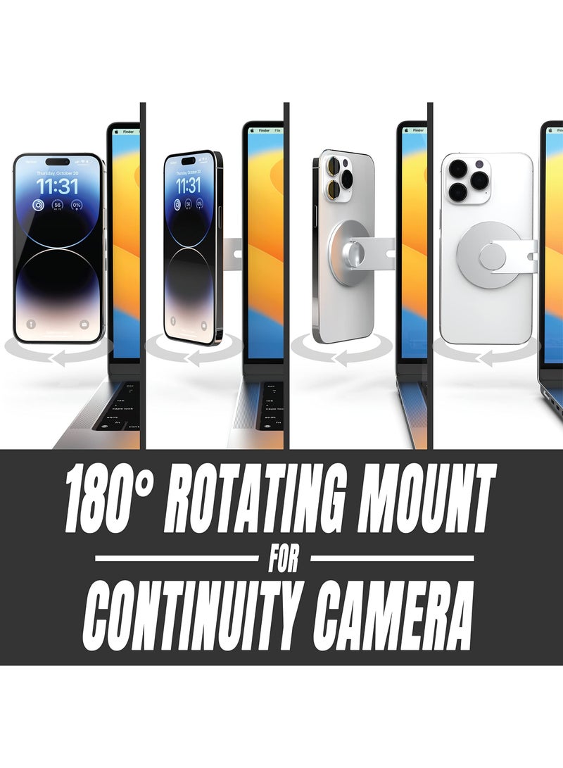 SYOSI Hidden mobile phone holder, lim Magnetic Phone Holder Swivels 180° for Laptops and Monitors - Adjustable Magnetic Arm - Compatible with iPhone 14/13/12 Plus Pro Max Mini - Image 2