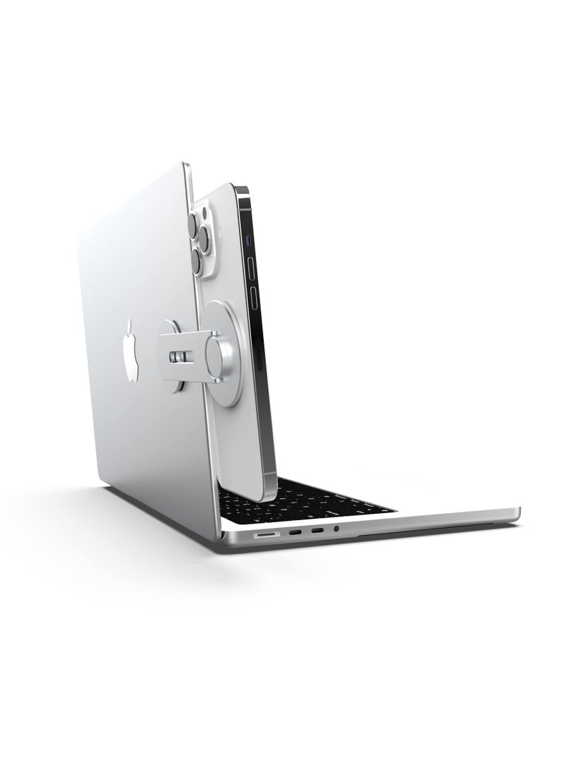 SYOSI Hidden mobile phone holder, lim Magnetic Phone Holder Swivels 180° for Laptops and Monitors - Adjustable Magnetic Arm - Compatible with iPhone 14/13/12 Plus Pro Max Mini - Image 3