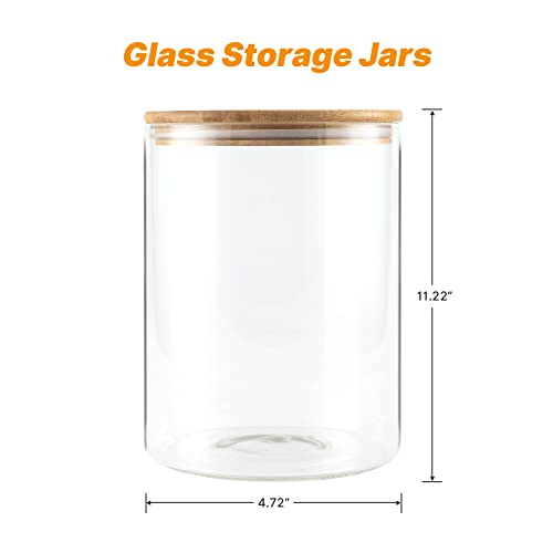 YUNCANG Glass Storage Jars,2 PACK -108oz/3200ml Clear Glass Food Storage Containers with Airtight Bamboo Lid Stackable Kitchen Canisters for Candy,Cookie,Rice,Sugar,Flour,Pasta,Nuts and Spice Jars - Image 2