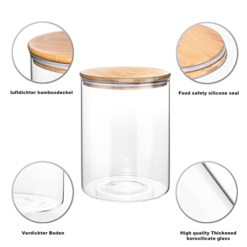 YUNCANG Glass Storage Jars,2 PACK -108oz/3200ml Clear Glass Food Storage Containers with Airtight Bamboo Lid Stackable Kitchen Canisters for Candy,Cookie,Rice,Sugar,Flour,Pasta,Nuts and Spice Jars - Image 4