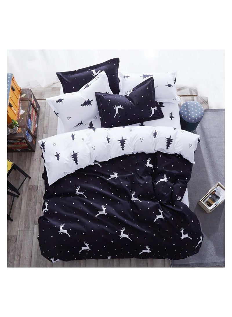 Sharpdo طقم ملاءة سرير 4 قطع من القطن الفاخر من الألياف الدقيقة الناعمة مع غطاء لحاف، مسطح وأكياس وسائد، مجموعة مفردة 2 متر 200 × 230 سم - Image 1