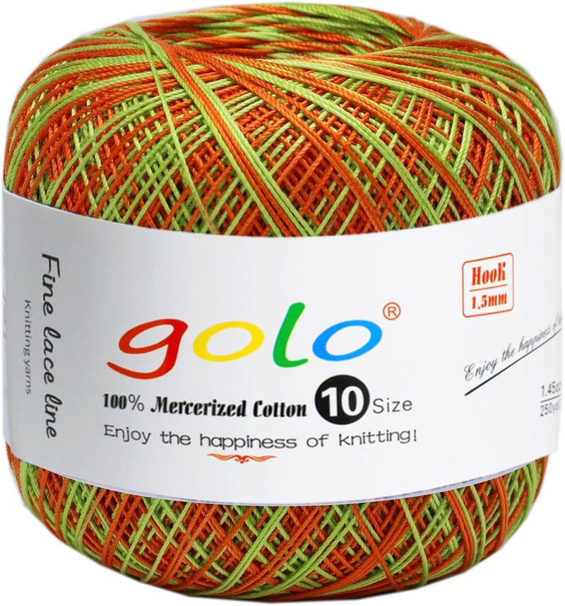 Golo Crochet Thread Size10 Yarn for Hand Knitting Lace Thread Orange Yarn D09 - Image 1
