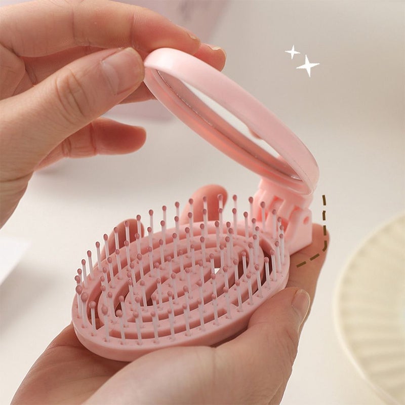 Y Folding Comb with Mirror for Normal Hair - 2-in-1 Compact Travel Hairbrush and Mirror, Folding Design, Massage Teeth, Lightweight Durable Plastic Comb for Gym Gift - Image 5