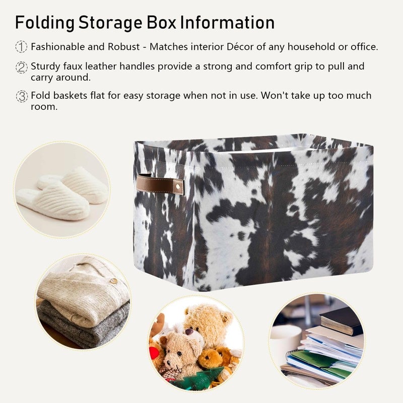 Bzocm Cow Rectangular Storage Basket Organizer Bin Shelf Baskets For Clothes Gifts For Home Office Dorm - Image 4