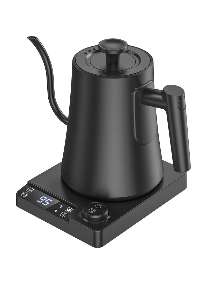 Joshberg Electric Gooseneck Coffee Kettle, 1L Pour Over Kettle for Coffee Tea Brewing, Stainless Steel Inner Lid and Bottom, 1200W Rapid Heating, Black  - Image 2
