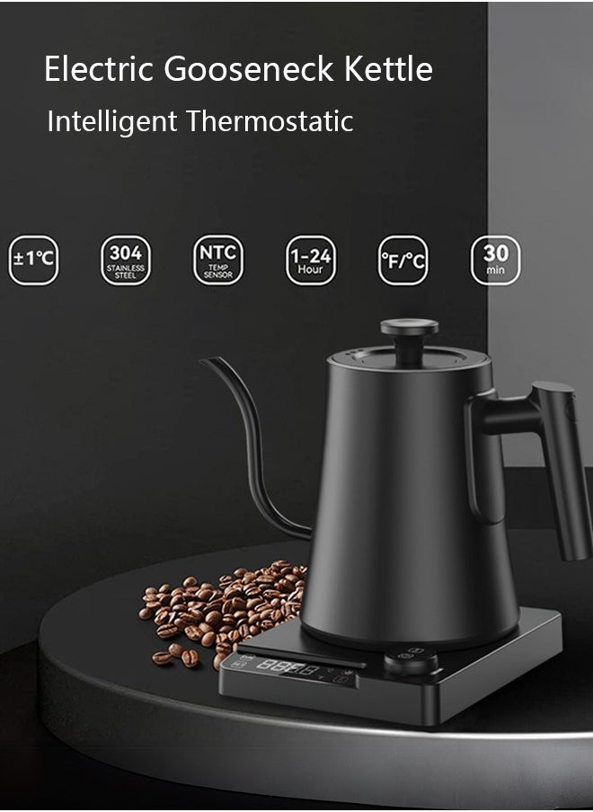 Joshberg Electric Gooseneck Coffee Kettle, 1L Pour Over Kettle for Coffee Tea Brewing, Stainless Steel Inner Lid and Bottom, 1200W Rapid Heating, Black  - Image 4