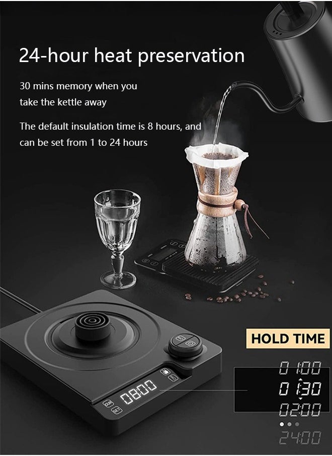 Joshberg Electric Gooseneck Coffee Kettle, 1L Pour Over Kettle for Coffee Tea Brewing, Stainless Steel Inner Lid and Bottom, 1200W Rapid Heating, Black  - Image 5
