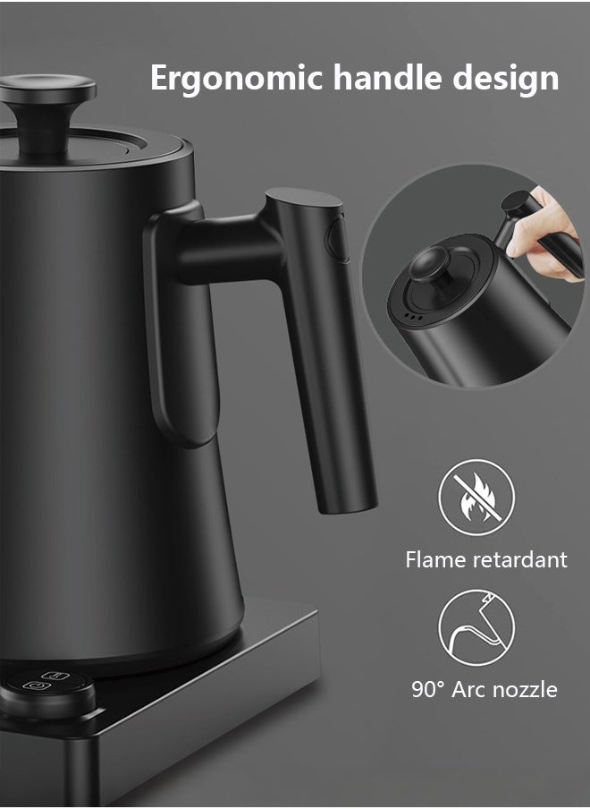 Joshberg - Electric Gooseneck Coffee Kettle, 1L Pour Over Kettle for Coffee Tea Brewing, Stainless Steel Inner Lid and Bottom, 1200W Rapid Heating, Black - Image 1
