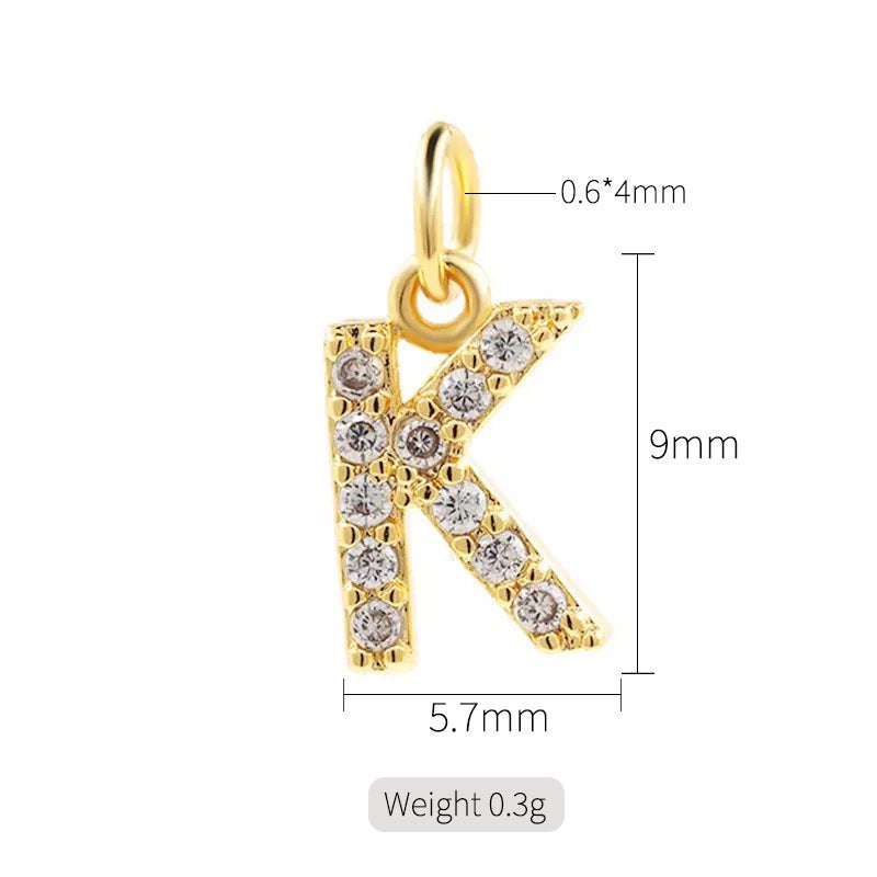 Exquisite simple micro inlaid zircon English 26 letter pendant necklace women 14k gold color pendant diy jewelry accessories H-10318（K）