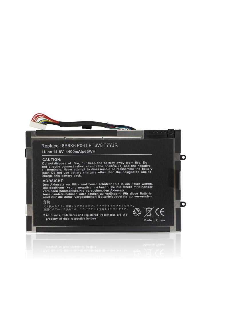 Terabyte PT6V8 Laptop Battery for Dell Alienware M11x P18G M14xR1 M14xR2 M11xR3 M11xR2 P06T 8P6X6 T7YJR P06T001 P18G002 KR08P6X6 312-0984 P18G001 0T7YJR DKK25 14.8V 4000mAh/59Wh - Image 1