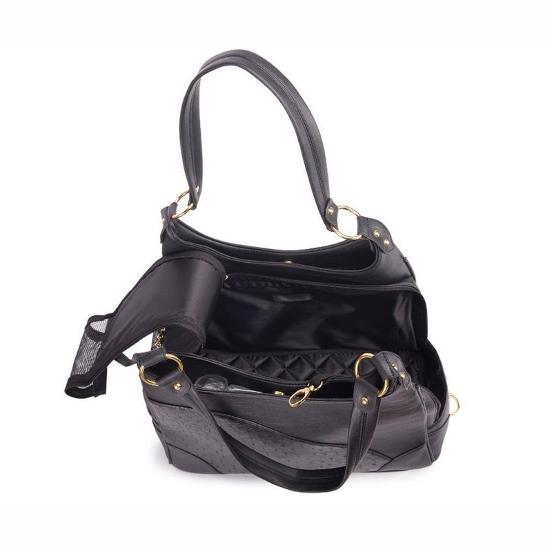 Glield Elegant Embossed Leather Purse Carrier Black for Small Dogs Cats Teddy Poodle Pomeranian 15.3" L x 7.8" W x 8.26" H PBB02 - Image 2