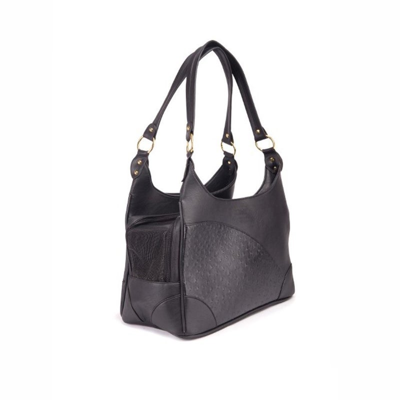 Glield Elegant Embossed Leather Purse Carrier Black for Small Dogs Cats Teddy Poodle Pomeranian 15.3" L x 7.8" W x 8.26" H PBB02 - Image 4