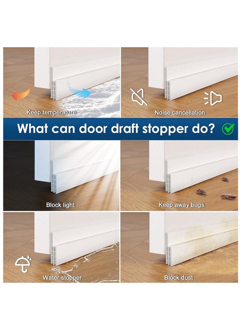 عربست شريط لاصق أسفل الباب، عازل للصوت، مطاطي سفلي مع شريط عرض قوي للأبواب الداخلية والخارجية، يحمي من تيارات الهواء والغبار والضوضاء والحيوانات (1 متر × 2 بوصة، أسود) - Image 3
