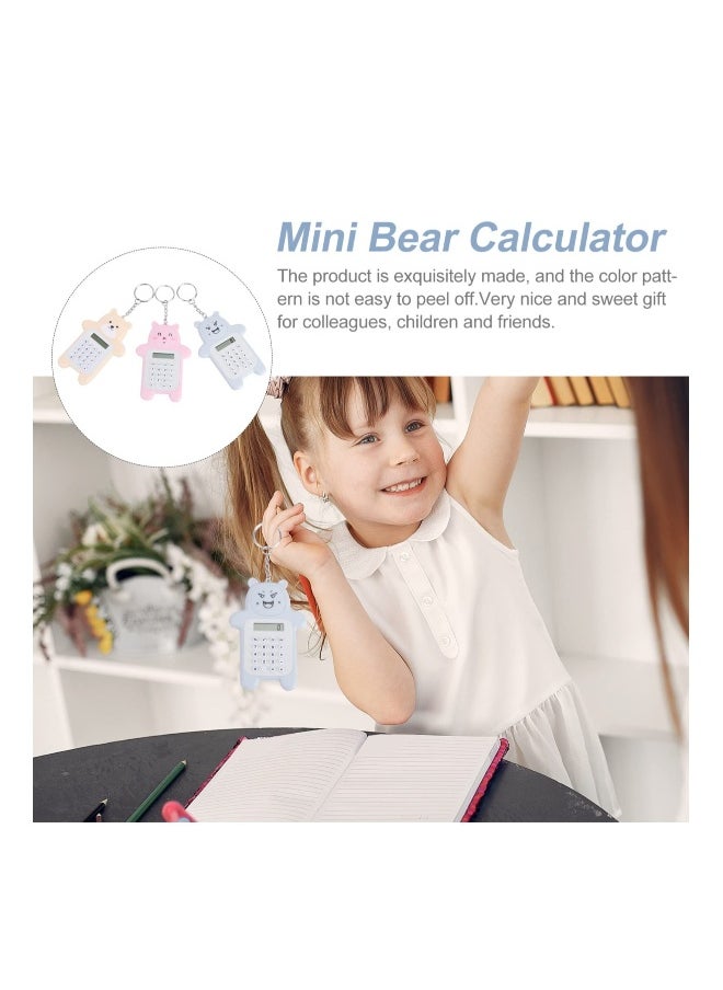 Generic - Mini Keychain Calculator - Portable Cartoon Design with Silicone ons, Perfect for Kids & Students, Set of 3 Tiny Electronic Calculators - Image 1