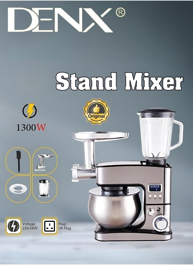 Denx - 3-in-1 Electric Stand Mixer, Food Processor, And Meat Grinder With 5-Liter Capacity, 1300 Watts From Denx DX2047 - Image 1