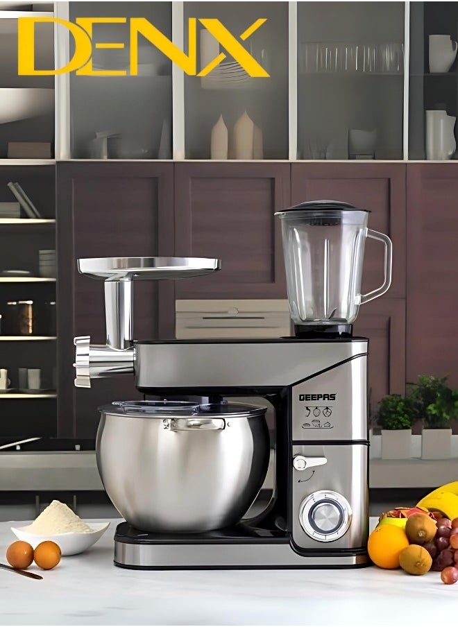 Denx - 3-in-1 Electric Stand Mixer, Food Processor, And Meat Grinder With 5-Liter Capacity, 1300 Watts From Denx DX2047 - Image 1