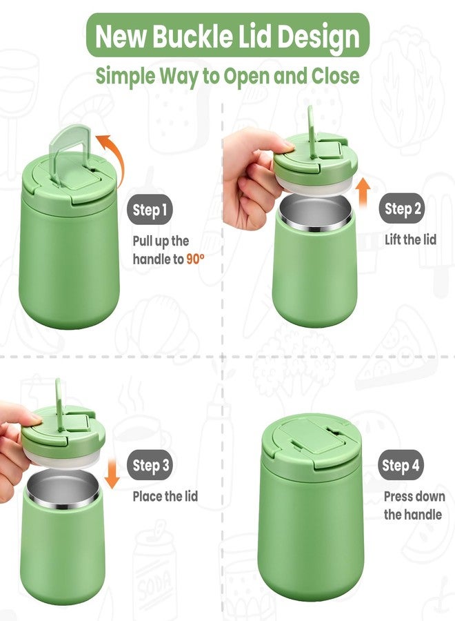 Howeemo 20oz Insulated Vacuum Food Jar with Buckle Lid,Soup Thermo for Hot Food Kids,Wide Mouth Leakproof Stainless Steel Lunch Container with Spoon-Green - Image 4