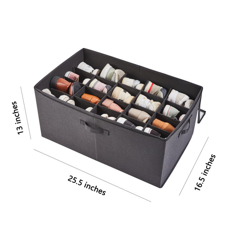 Berdeng Shoe Storage Organizer for Closet, Shoe Box Organizer, Space Saving Foldable Shoe Rack, Shoe Storage Cabinet with Clear Cover and Reinforced Handles, Fits 20 Pairs, Black - Image 3