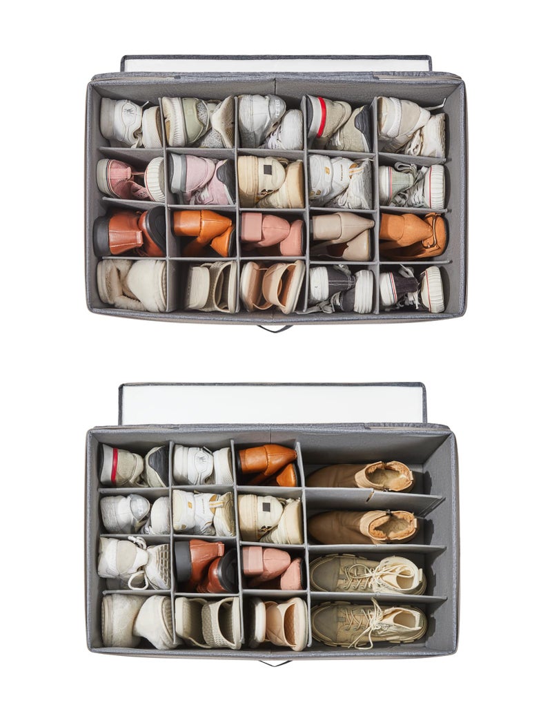 Berdeng Shoe Storage Organizer for Closet, Shoe Box Organizer, Space Saving Foldable Shoe Rack, Shoe Storage Cabinet with Clear Cover and Reinforced Handles, Fits 20 Pairs, Black - Image 4