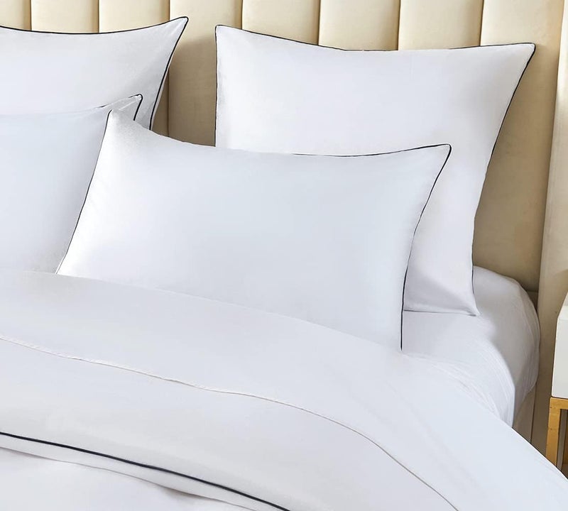 DAUAOTO Duvet Cover Full/Queen Set, White with Contrasted Black Piping Microfiber Bedding, 1 Zipper Closure Cover + 2 Standard Shams - Image 4