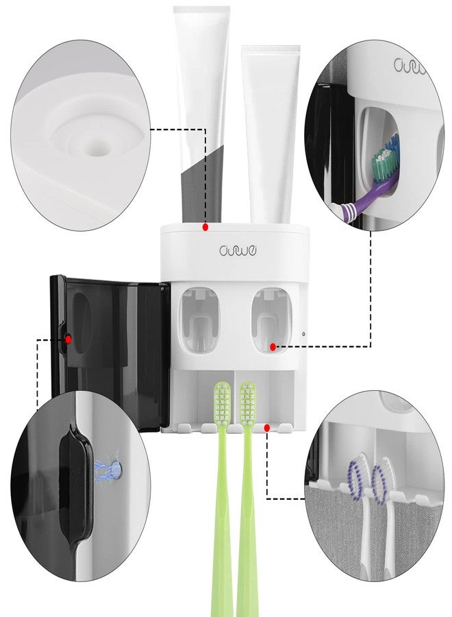 Linkidea Toothbrush Holder with 2 Toothpaste Squeezer, 4 Slot Plastic Brush Hanger for Shower Bathroom, Wall Mount Dispenser Compatible with Oral-B CrossAction, Colgate Extra Clean - Image 3