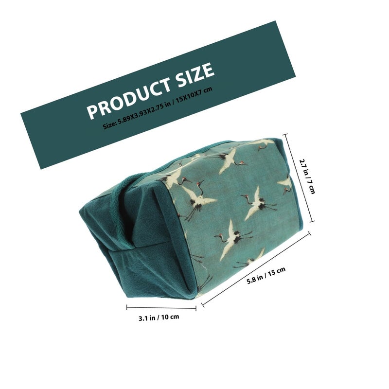 Vintage Fabric Tissue Box Holder With Classic Chinese Crane Pattern Home Office Decor - Image 3