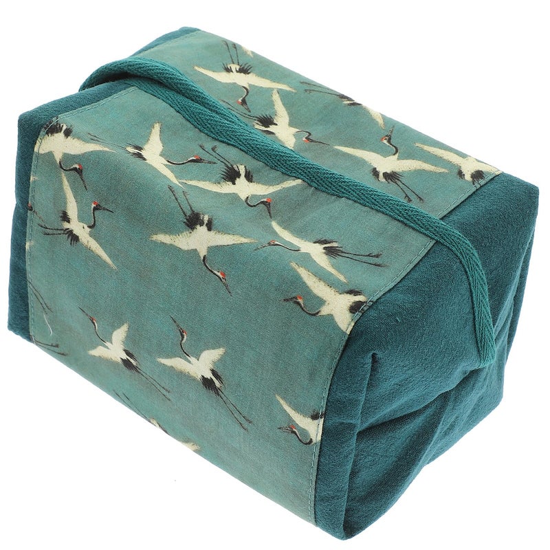 Vintage Fabric Tissue Box Holder With Classic Chinese Crane Pattern Home Office Decor - Image 2