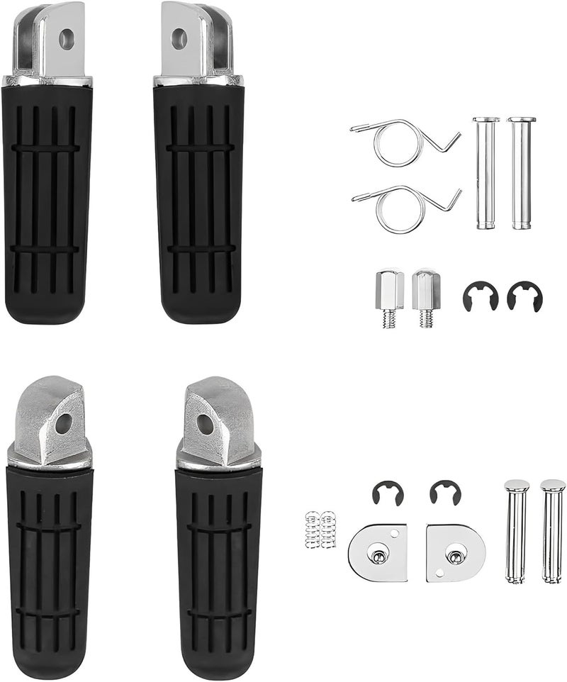 VPZMT Front Rear Foot Pegs Footrests for Yamaha TDM 900 XJ 900 BT 1100 FZ1 FJR 1300 R XV 1700 FZ6 Fazer 700 (Black+Silver) - Image 1